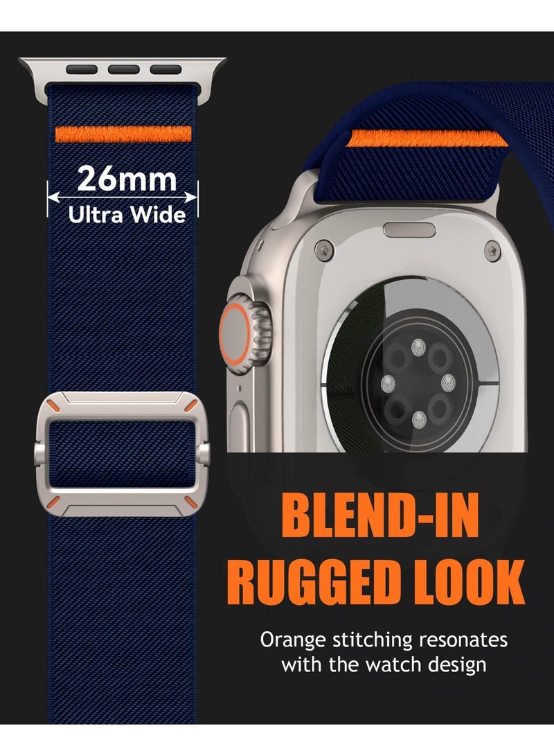 Adjustable Nylon Strap For Apple Watch Series 10/9/8/7/6/5/Ultra 2/Ultra - 49mm 44mm 45mm 42mm 46mm With metal buckle (Blue) - Image 4